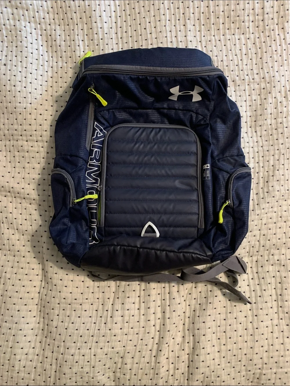 Under Armour Navy Blue Men’s Backpack with Lime Accents